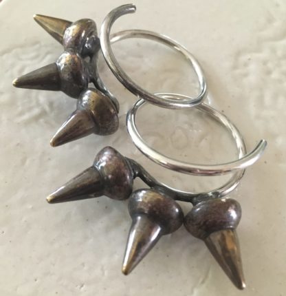 12g large sterling silver coils with brass spikes