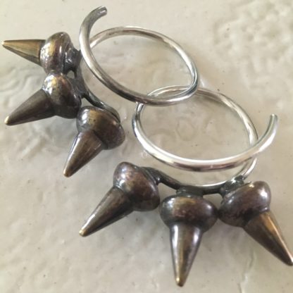 12g large sterling silver coils with brass spikes - Image 3