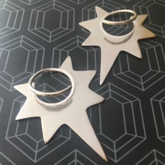 SALE KnockOut Earrings: 12g large sterling silver coils with nickel silver blades