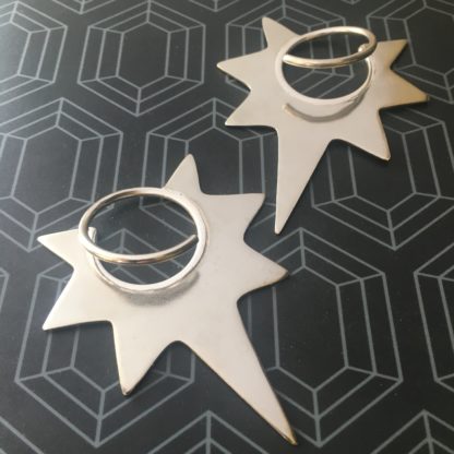 SALE KnockOut Earrings: 12g large sterling silver coils with nickel silver blades