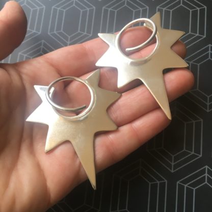 SALE KnockOut Earrings: 12g large sterling silver coils with nickel silver blades - Image 3